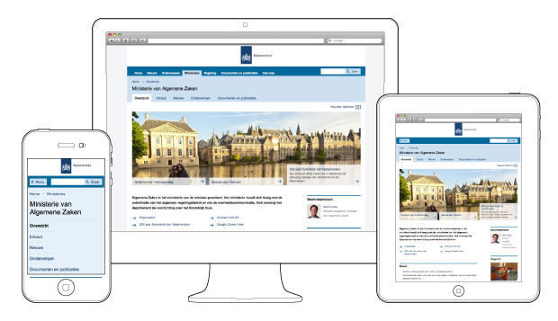 Responsive design op een desktop, tablet en smartphone